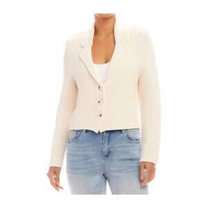 NEW KAREN KANE button up blazer sweater top in cream